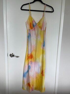 DVF x Target "Sunset" Satin Midi Slip Dress | Watercolor Print | XS | NWT